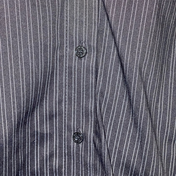 Black Pinstripe Button Down Shirt Size 14 NWT - Picture 4 of 7